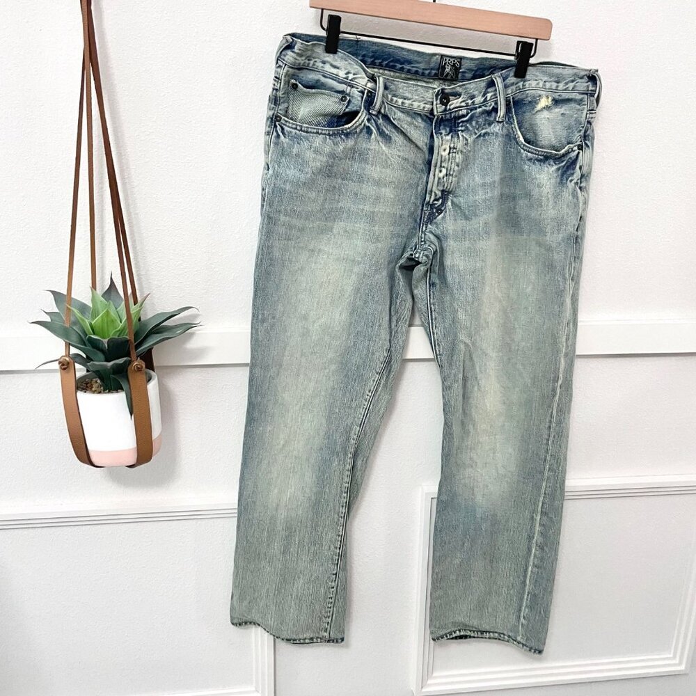 PRPS Men's Light Wash Straight Leg Button Fly Jeans E74P72X 38"x29"
